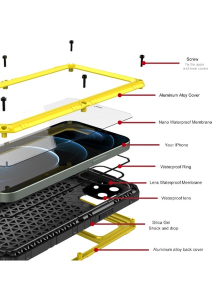 Iphone 12 Için Su Geçirmez Kılıf 12FT Askeri Darbeye Dayanıklı IP68 Su Geçirmez (Yurt Dışından) fırsatları