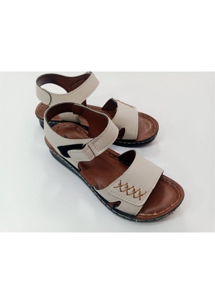 Kadın Sandalet Cırtlı Bantlı Yumuşak Sandalet Cırtlı Bantlı Yumuşak Şilte Poliüretan Taban Krem fırsatları