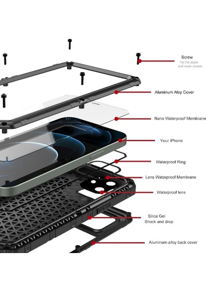 Iphone 12 Için Su Geçirmez Kılıf 12FT Askeri Darbeye Dayanıklı IP68 Su Geçirmez (Yurt Dışından) fırsatları