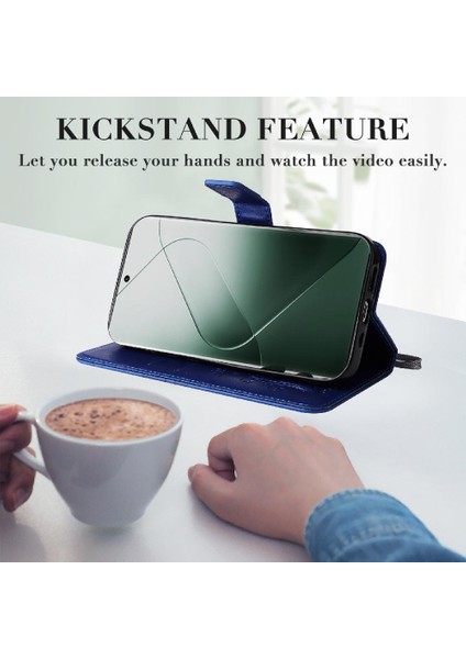 Xiaomi 14 Pro Flip Kickstand Için Kılıf Kart Yuvası Standı ile Pu Deri (Yurt Dışından)