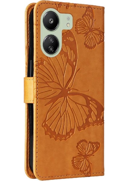 Kart Yuvası Standı ile Xiaomi Redmi 13C 4g Için Kılıf Pu Deri Kapak Çevirin (Yurt Dışından) modelleri