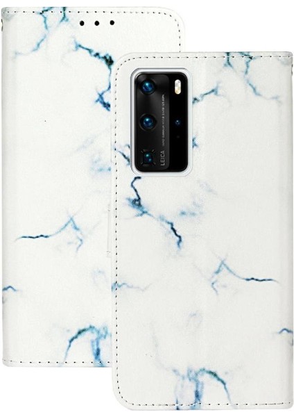 YH Market Huawei P40 Pro Kart Yuvaları Tutucu Için Flip Case Mermer Desen Manyetik Pu (Yurt Dışından)