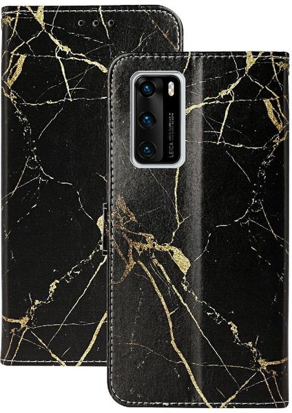 Huawei P40 Için Flip Case Kart Yuvaları Tutucu Mermer Desen Manyetik Pu Tam (Yurt Dışından)