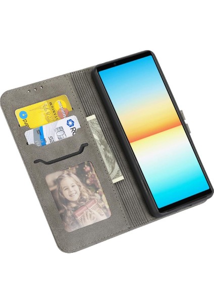 Sony Xperia 5 V Kabartmalı Manyetik Kapatma Kickstand Için Cüzdan Kılıf Tüm (Yurt Dışından)