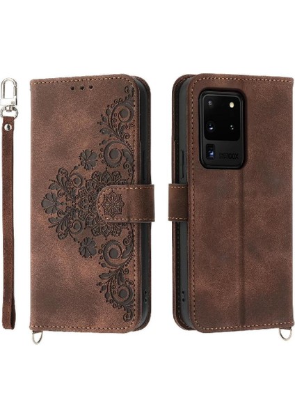 Samsung Galaxy S20 Ultra Kabartmalı Bileklik Çoklu Kredi Için Flip Case (Yurt Dışından)