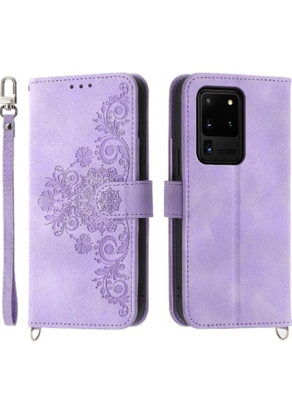 Samsung Galaxy S20 Ultra Kabartmalı Bileklik Çoklu Kredi Için Flip Case (Yurt Dışından) modelleri