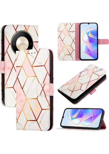 Onur X50 5g Pu Deri Kickstand Mermer Desen Cüzdan Için Kılıf (Yurt Dışından)