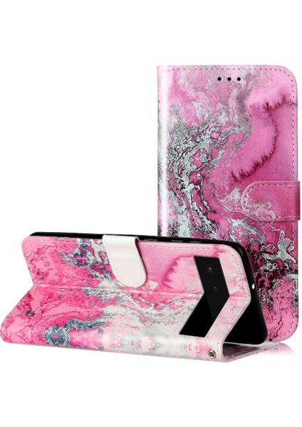 Google Piksel 6 Tam Koruma Için Flip Case Mermer Desen Manyetik Pu (Yurt Dışından)