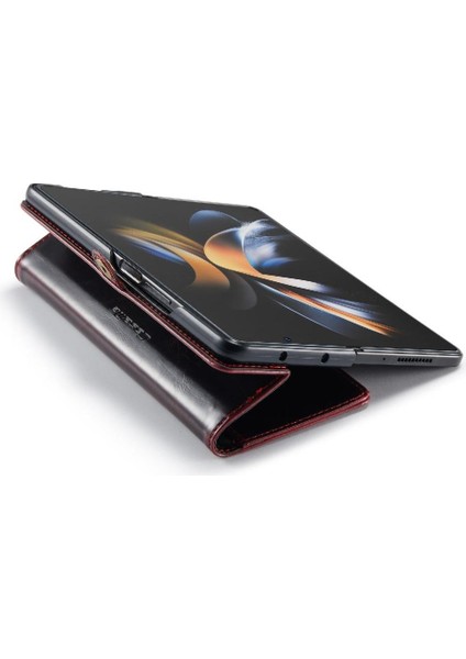 Samsung Galaxy Z Için Flip Case Fold 4 5g Çılgın At Pu Deri Retro (Yurt Dışından)