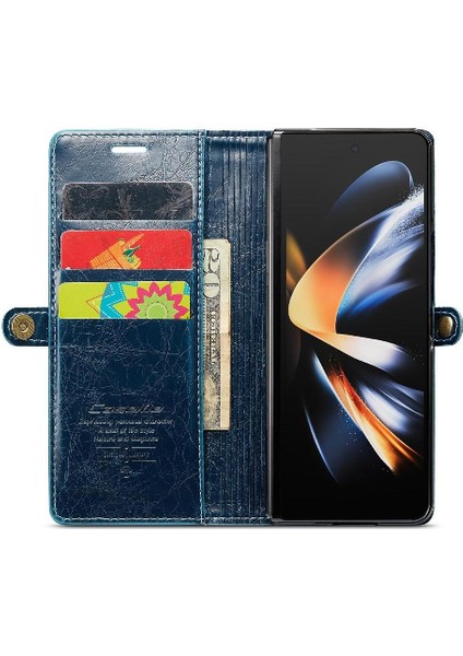 Samsung Galaxy Z Için Flip Case Fold 4 5g Çılgın At Pu Deri Retro (Yurt Dışından)