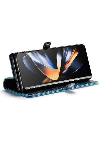 Samsung Galaxy Z Için Flip Case Fold 4 5g Çılgın At Pu Deri Retro (Yurt Dışından)