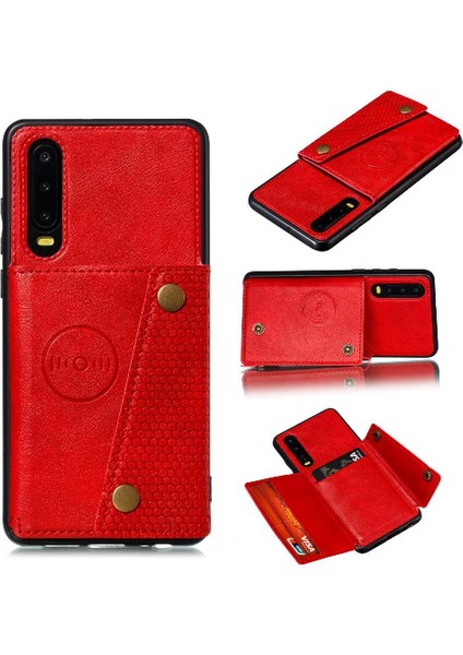 Huawei P30 Cüzdan Kılıf Buit Için Cüzdan Kılıf Demir Kart Tutucu Kickstand (Yurt Dışından)
