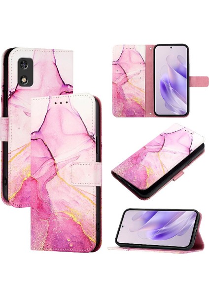 Tecno Pop 5c Pu Deri Mermer Desen Kickstand Cüzdan Için Kılıf (Yurt Dışından)