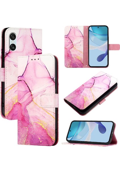 Sony Xperia 10 Vi Mermer Desen Kickstand Pu Deri Cüzdan Için Kılıf (Yurt Dışından) indirimleri