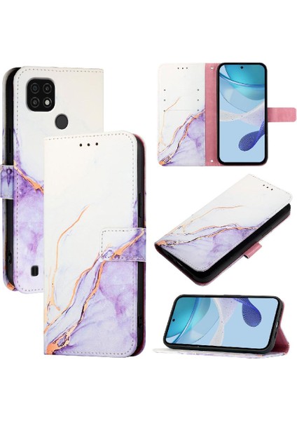 Realme C21 Kickstand Pu Deri Mermer Desen Cüzdan Için Kılıf (Yurt Dışından) indirimleri