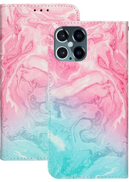 Iphone 12 Için Flip Case Pro Kart Yuvaları Tutucu Tam Koruma Mermer Pu (Yurt Dışından)