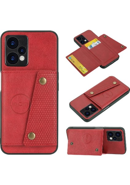 Realme 9 Pro Kickstand Cüzdan Durumda Buit Için Cüzdan Durumda Demir Kart (Yurt Dışından)