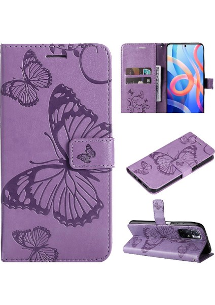 Xiaomi Redmi Not 11T Için Flip Case 5g Darbeye Kapak Kart Yuvası ile Pu (Yurt Dışından)