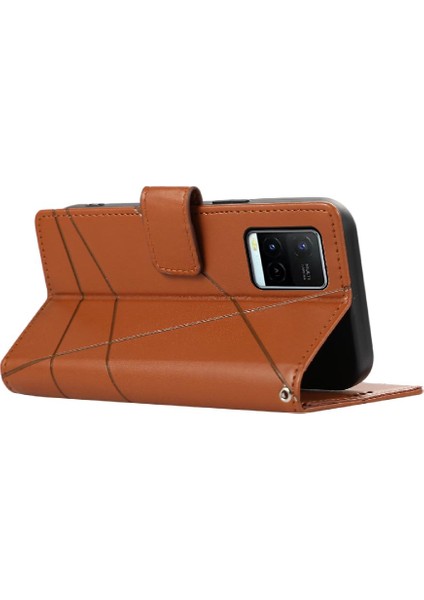 Vivo Y21 Kickstand Darbeye Şok Emici Üç Kart Için Flip Case (Yurt Dışından)