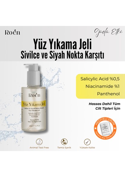 Yüz Yıkama Jeli Sivilce, Siyah Nokta Karşıtı Yüz Yıkama Jeli Salicylic Acid %0,5 Panthenol %1 200ML