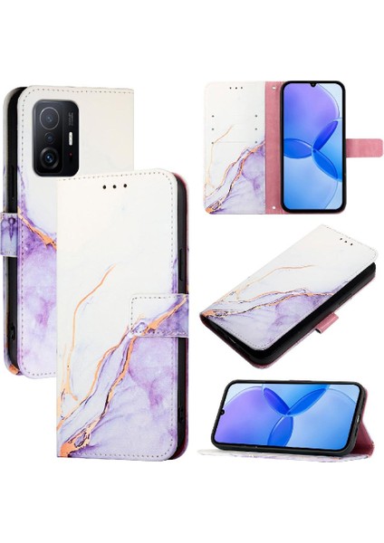 Xiaomi 11T/11T Pro Mermer Desen Cüzdan Kickstand Pu Deri (Yurt Dışından)