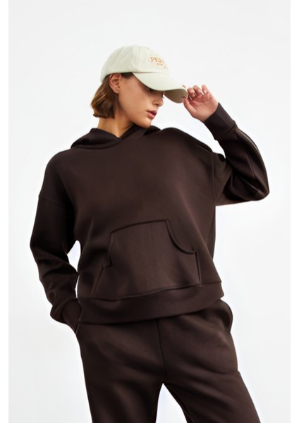 Kadın 3 Iplik Şardonlu Oversize Uzun Kollu Sweatshirt