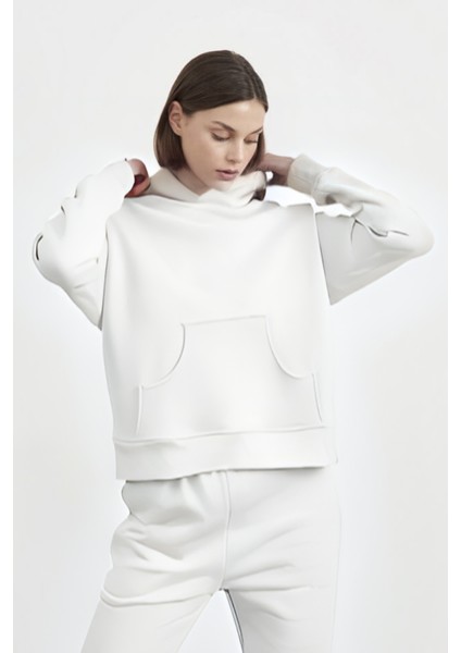 Kadın 3 Iplik Şardonlu Oversize Uzun Kollu Sweatshirt