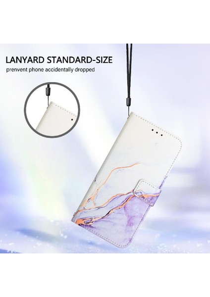 Onur X50 5g Pu Deri Kickstand Mermer Desen Cüzdan Için Kılıf (Yurt Dışından)