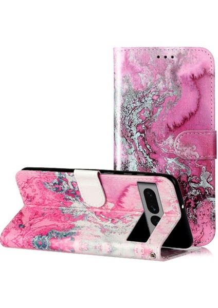 Google Piksel 7 Pro Manyetik Mermer Desen Tam Koruma Için Flip Case (Yurt Dışından)