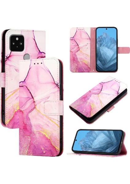 Google Piksel 5 Cüzdan Mermer Desen Kickstand Pu Deri Için Kılıf (Yurt Dışından) indirimleri