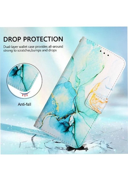 Google Piksel 5 Xl Cüzdan Pu Deri Kickstand Mermer Desen Için Kılıf (Yurt Dışından)