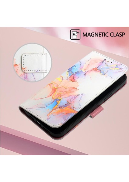 Google Piksel 5 Cüzdan Mermer Desen Kickstand Pu Deri Için Kılıf (Yurt Dışından)