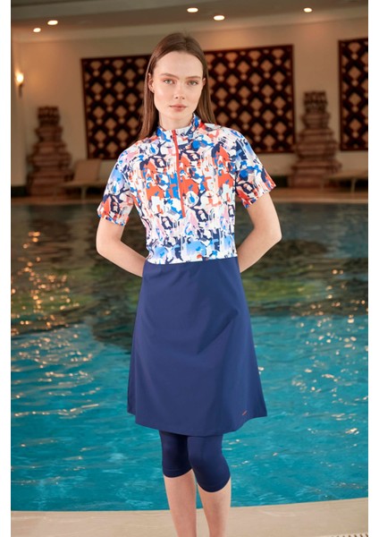 Paraşüt Lacivert Taytlı Yarı Kapalı Mayo M2452