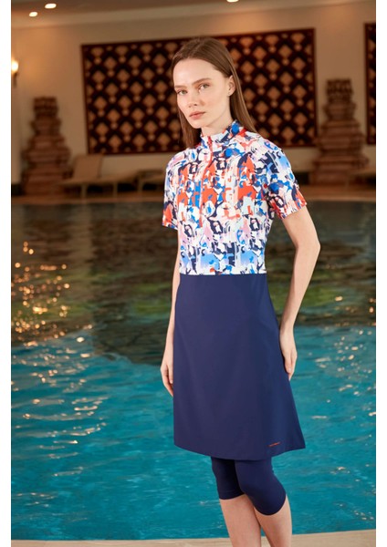 Paraşüt Lacivert Taytlı Yarı Kapalı Mayo M2452 modelleri