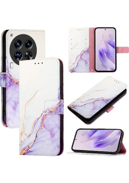 Tecno Camon 30 Premier 5g Pu Deri Mermer Desen Kickstand Için Kılıf (Yurt Dışından)