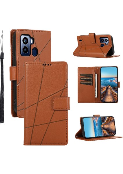 Tecno Pop 6 Kickstand Üç Kart Yuvaları Için Flip Case Şok Emici (Yurt Dışından)