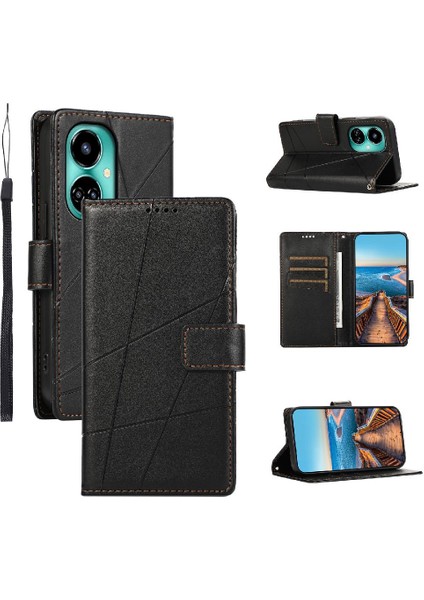 Mellow Shop Tecno Camon 19 Şok Emici Kickstand Darbeye Üç Için Flip Case (Yurt Dışından)