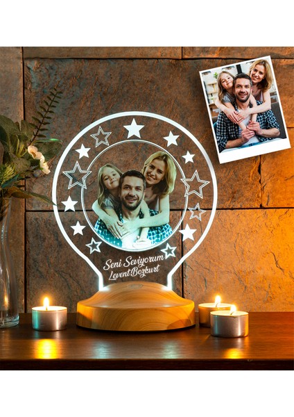 Aile Fotoğraflı Hediye, Eşe Hediye, Kişiye Özel Resimli Led Lamba, Fotoğraflı Gece Lambası, Eşe, Aileye ve Sevgiliye Özel Hediye