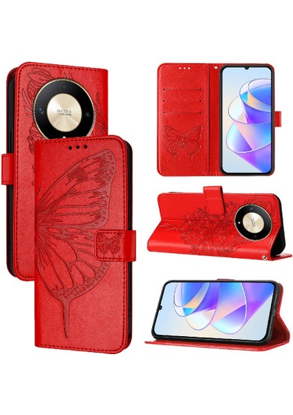 Onur Için Kılıf Sihirli 6 Lite 5g Manyetik Premium Deri Kabartma Flip (Yurt Dışından)