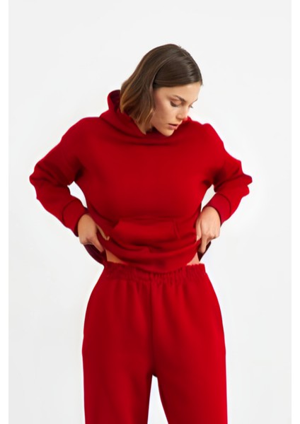 Kadın 3 Iplik Şardonlu Oversize Uzun Kollu Sweatshirt