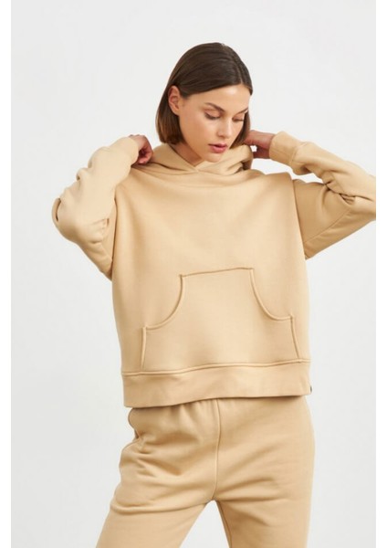 Kadın 3 Iplik Şardonlu Oversize Uzun Kollu Sweatshirt modelleri