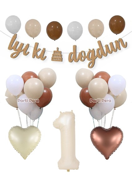 Kraft Iyiki Doğdun Yazı Retro Kalp Folyo Balon Doğum Günü Balon Seti
