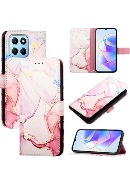 Onur X8A 5g Cüzdan Mermer Desen Pu Deri Kickstand Için Kılıf (Yurt Dışından)