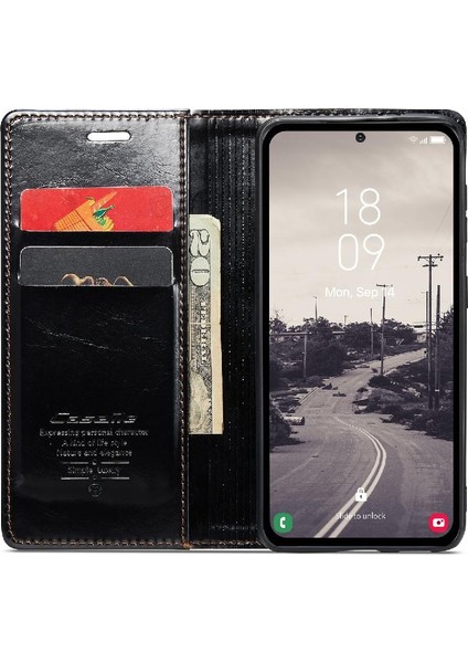 Samsung Galaxy A54 5g Kart Tutucu Kickstand Manyetik Pu Için Flip Case (Yurt Dışından)