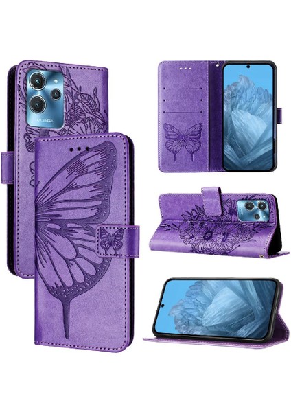 Oukitel C32 Manyetik Premium Deri Kabartma Kelebek Flip Için Kılıf (Yurt Dışından)