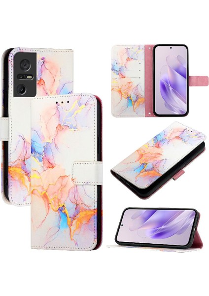 Tcl 40 Se Kickstand Pu Deri Mermer Desen Cüzdan Için Kılıf (Yurt Dışından) indirimleri