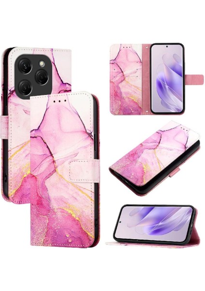 Tecno Spark 20 Pro Kickstand Pu Deri Mermer Desen Cüzdan Için Kılıf (Yurt Dışından)