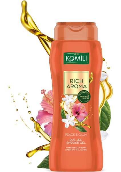 Rich Aroma Peace&calm Duş Jeli - Amber&beyaz Yasemin - Kalıcı Parfüm Etkili - Vegan - 500 ml