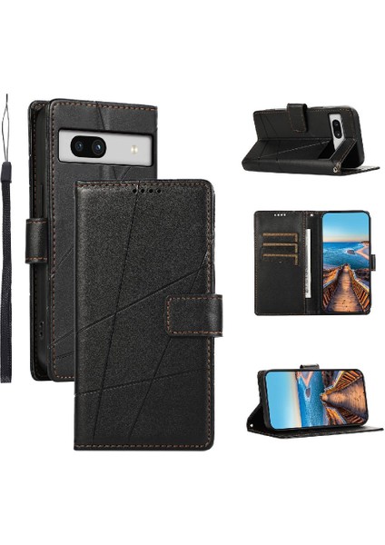 Google Pixel 7A Kickstand Üç Kart Yuvaları Için Flip Case Şok Emici (Yurt Dışından)