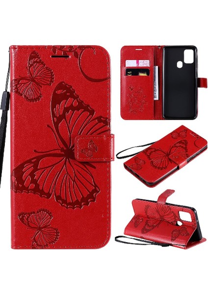 Samsung Galaxy A21S Darbeye Kapak Flip Case Kickstand ile Pu (Yurt Dışından)